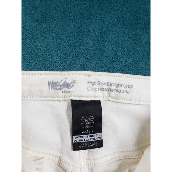 Mossimo Jeans Size 4 Womens White Stretch Denim Pants High Rise Straight Cropped - Picture 3 of 11